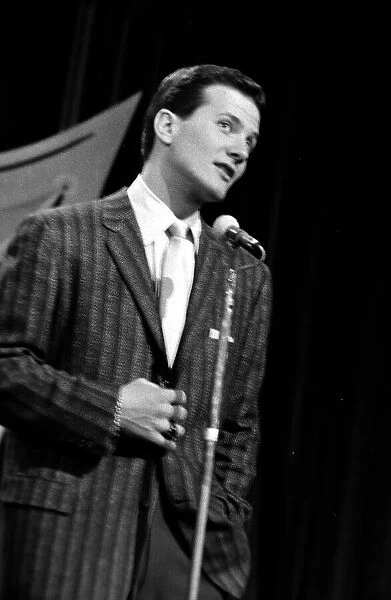 Actor and Singer Pat Boon performing on stage January 1957