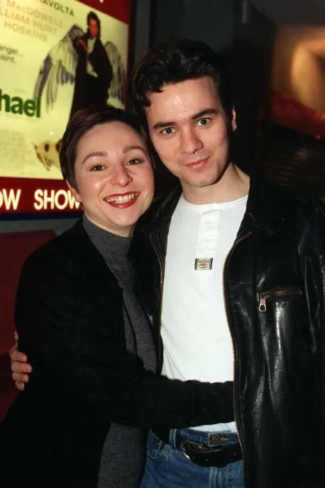 Framed Print : Actor Steven Duffy with Angela Adair at the premiere of Michael new film starring John