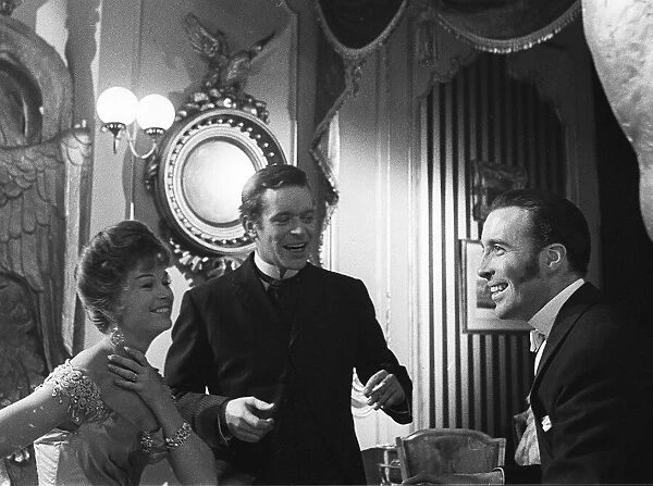 Actors Christopher Lee, Paul Massie and Dawn Addams on the set of the film The Two Faces