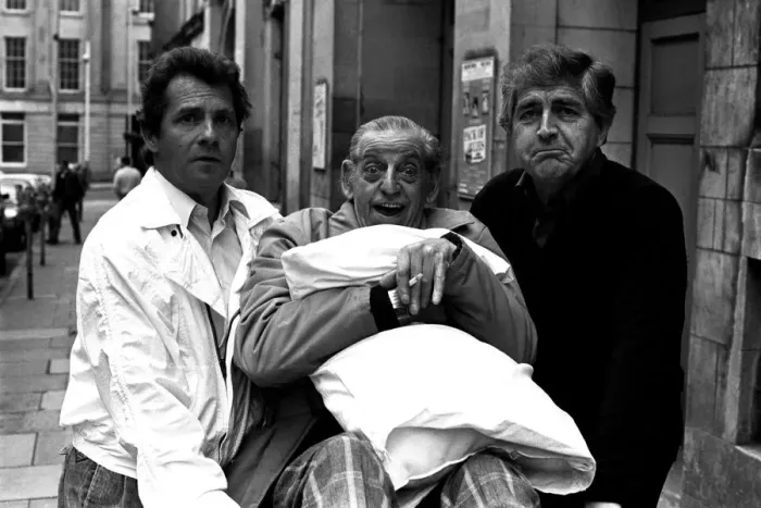 Framed Print : Actors David Ross, Ben Warriss and Peter Baldwin outside the Theatre Royal Framed Print : Actors David Ross, Ben Warriss and Peter Baldwin outside the Theatre Royal