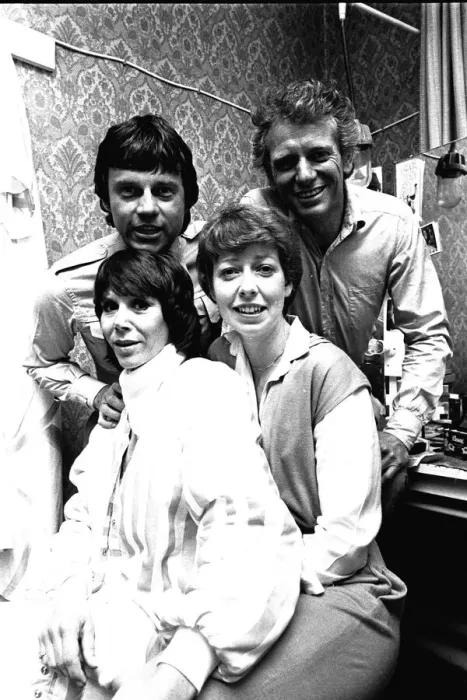 Framed Print : Actors Frazer Hines Judy Carne, Sheila Ferris and Mark Burns who are appearing i in Framed Print : Actors Frazer Hines Judy Carne, Sheila Ferris and Mark Burns who are appearing i in