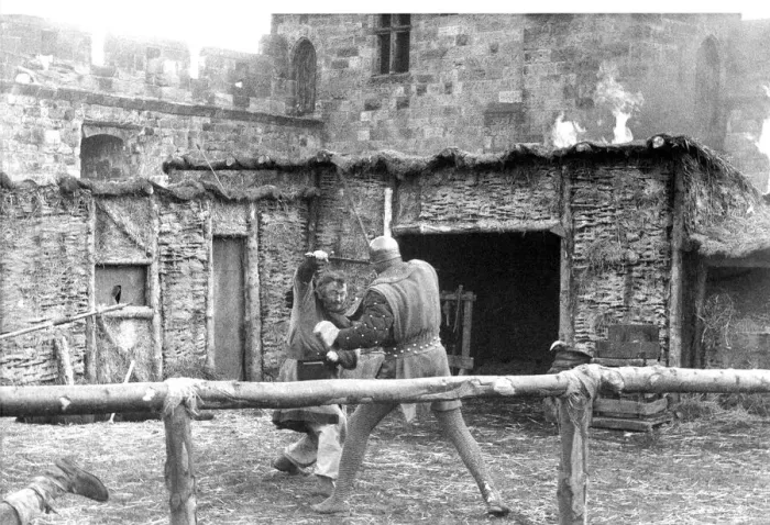 Framed Print : Actors and stunt men fighting hand-to-hand combat in Alnwick Castle in 1981 Framed Print : Actors and stunt men fighting hand-to-hand combat in Alnwick Castle in 1981