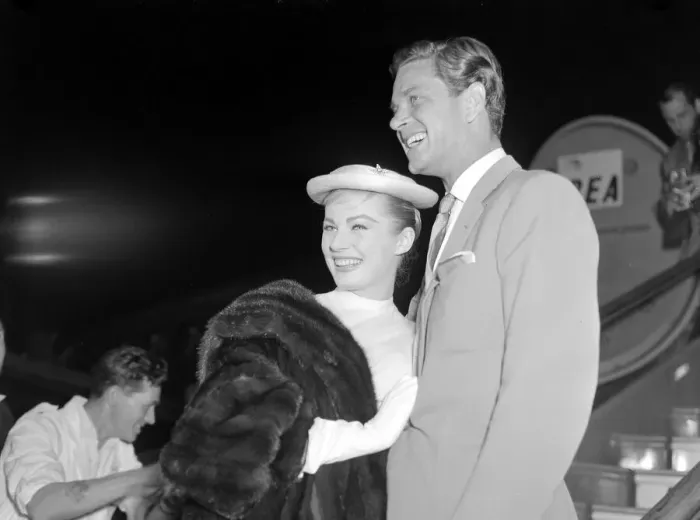 Framed Print : Actress Anita Ekberg seen here arriving at London Heathrow Airport with Husband Antony