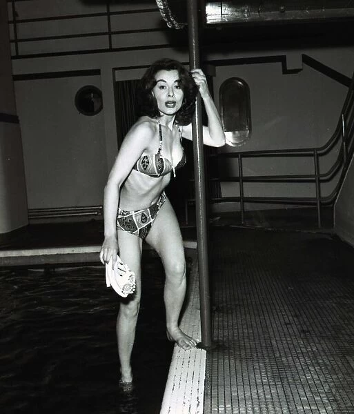 Actress Anne Heywood learning to swim for her role in the film Floods of Fear