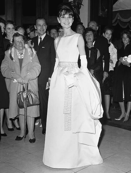 Actress Audrey Hepburn arrives at the London premiere of her latest movie '
