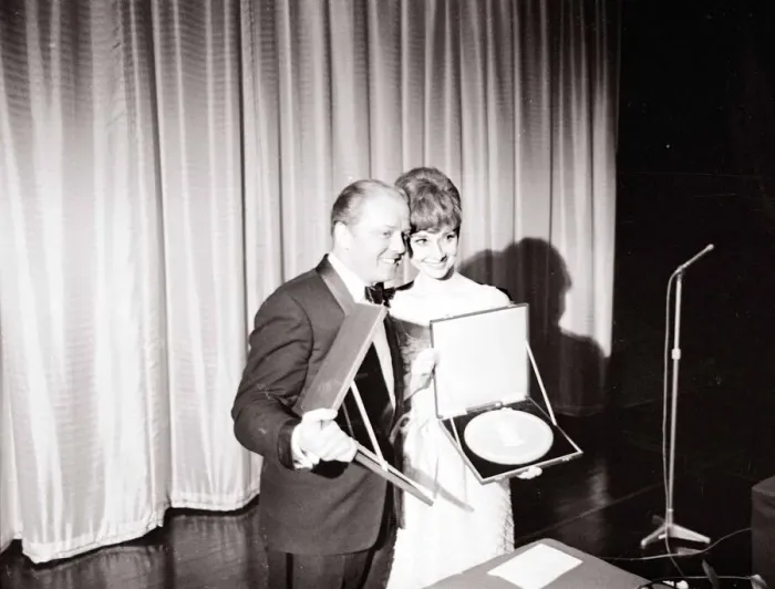 Framed Print : Actress Audrey Hepburn at the Film Academy Awards Award ceremony presenting Framed Print : Actress Audrey Hepburn at the Film Academy Awards Award ceremony presenting