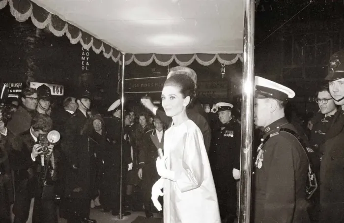 Framed Print : Actress Audrey Hepburn at the film premiere of My Fair Lady in London January 1965