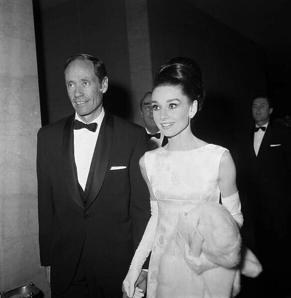 Actress Audrey Hepburn and her husband Mel Ferrer at the British Film Academy Awards