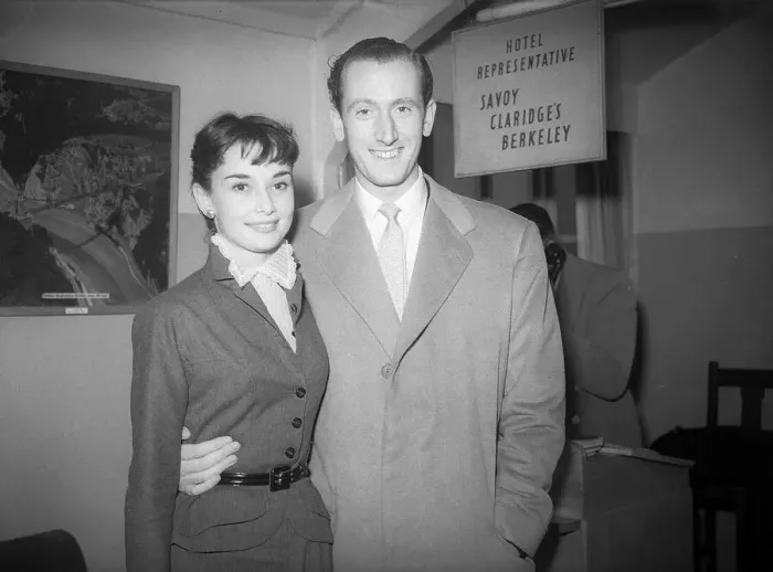 Framed Print : Actress Audrey Hepburn in Northolt with her fiance James Mason September 1952