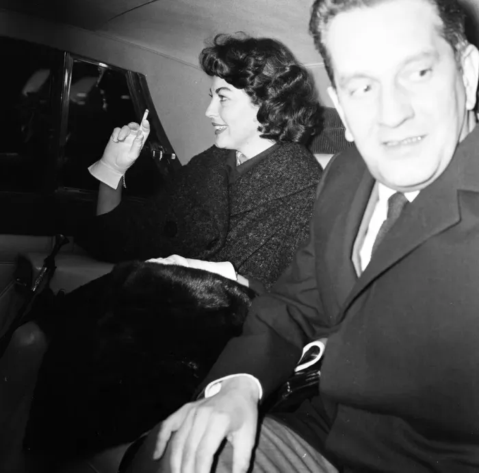 Framed Print : Actress Ava Gardner arrives at London Heathrow Airport, Friday November 14th 1958