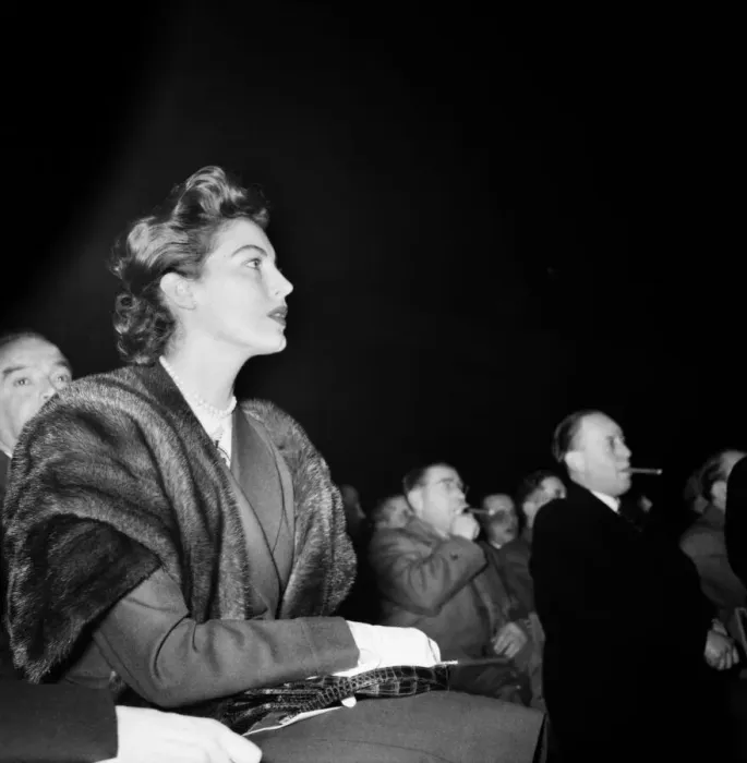 Framed Print : Actress Ava Gardner watching the Caba v McArthy fight. March 1953 D1395 Framed Print : Actress Ava Gardner watching the Caba v McArthy fight. March 1953 D1395