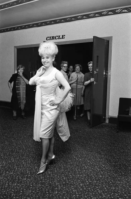 Framed Print : Actress Barbara Windsor in her dress that she plans to wear for the Royal premiere of her Framed Print : Actress Barbara Windsor in her dress that she plans to wear for the Royal premiere of her
