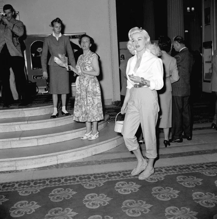 Framed Print : Actress Diana Dors at the Cannes film Festival May 1956