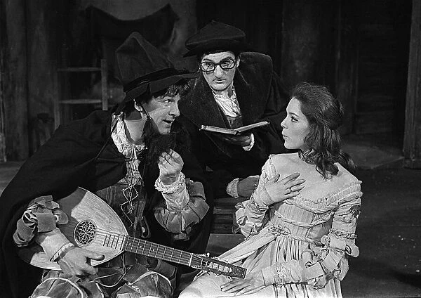 Actress Diana Rigg with Bill Travers & Peter Jeffrey in production of Taming of the Shrew