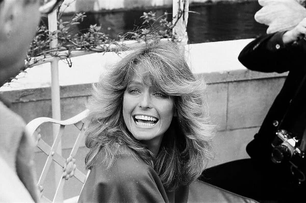 US actress Farrah Fawcett Majors pictured at a photo reception at the Dorcester Hotel in