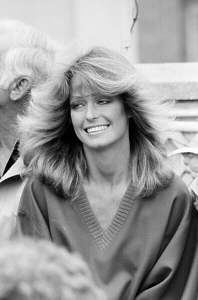 US actress Farrah Fawcett Majors pictured at a photo reception at the Dorcester Hotel in