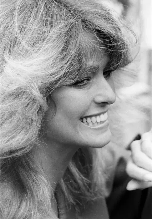 Framed Print : US actress Farrah Fawcett Majors pictured at a photo reception at the Dorcester Hotel in Framed Print : US actress Farrah Fawcett Majors pictured at a photo reception at the Dorcester Hotel in
