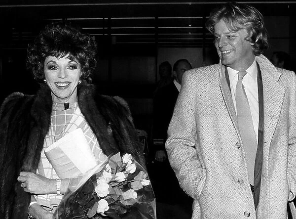 Actress Joan Collins with fiance Peter Holm, circa 1985