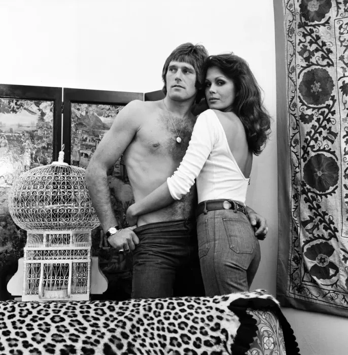 Framed Print : Actress Joanna Lumley posing with a man. 28th September 1973 Framed Print : Actress Joanna Lumley posing with a man. 28th September 1973