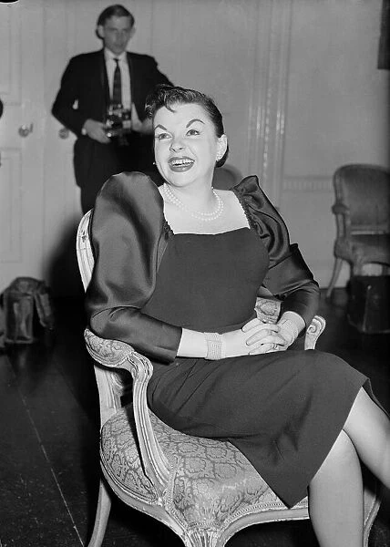 Actress Judy Garland at a press conference October 1957