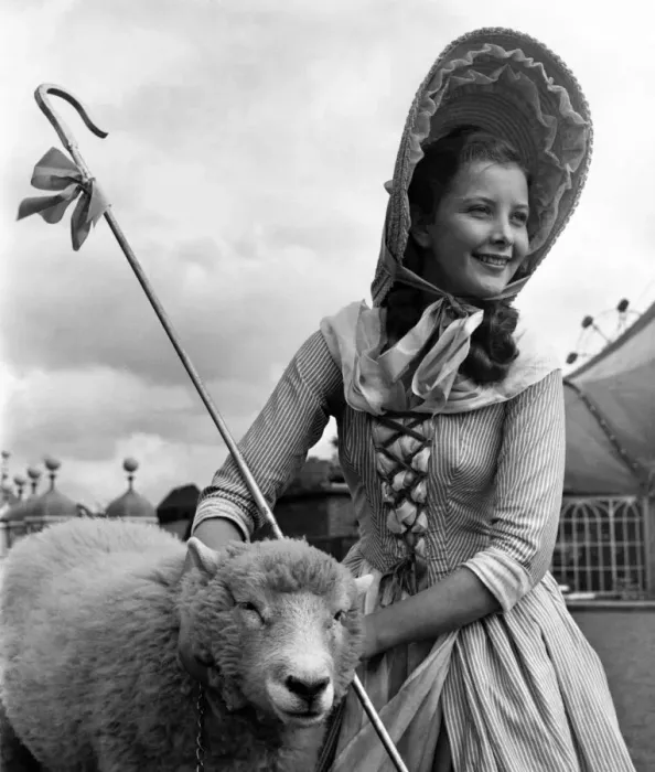 Framed Print : Actress June Thurburn, in traditional shepherdess clothes Framed Print : Actress June Thurburn, in traditional shepherdess clothes