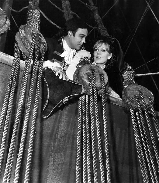 Actress Kim Novak, as Moll Flanders, with Richard Johnson. October 1964