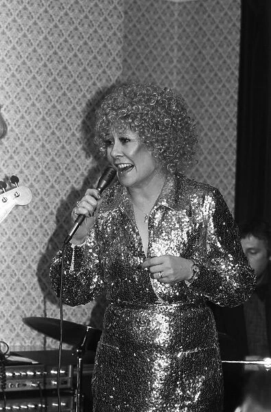 Actress Liz Dawn appears in a cabaret act. May 1982
