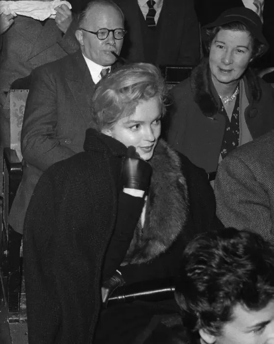 Framed Print : Actress Marilyn Monroe attends a discussion at Royal Court Theatre November 1956