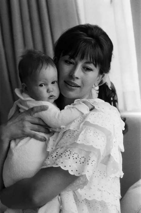 Framed Print : Actress Nanette Newman with her 4 month old daughter Emma at their home in Virginia Water Framed Print : Actress Nanette Newman with her 4 month old daughter Emma at their home in Virginia Water