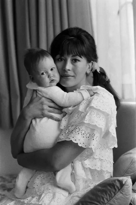 Framed Print : Actress Nanette Newman with her 4 month old daughter Emma at their home in Virginia Water Framed Print : Actress Nanette Newman with her 4 month old daughter Emma at their home in Virginia Water