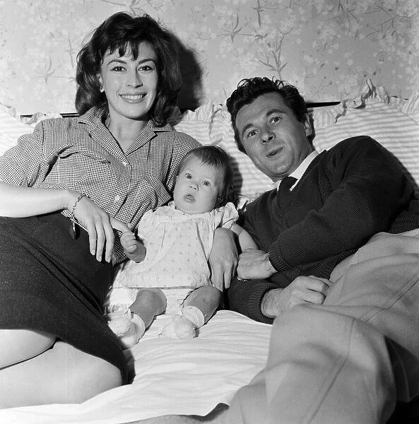 Actress Nanette Newman and her husband Bryan Forbes, with their baby daughter Sarah Kate