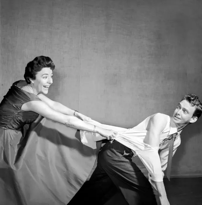 Framed Print : Actress Noele Gordon seen here with Midlands TV producer Reg Watson. January 1957 A295
