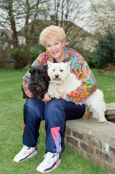 Actress Pam St. Clement with her two pet dogs. 14th April 1992