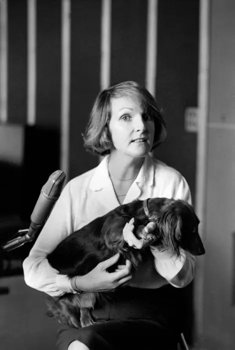 Framed Print : Actress Penelope Keith makes a record about a Dachsund dog. June 1980 80-03067-007 Framed Print : Actress Penelope Keith makes a record about a Dachsund dog. June 1980 80-03067-007