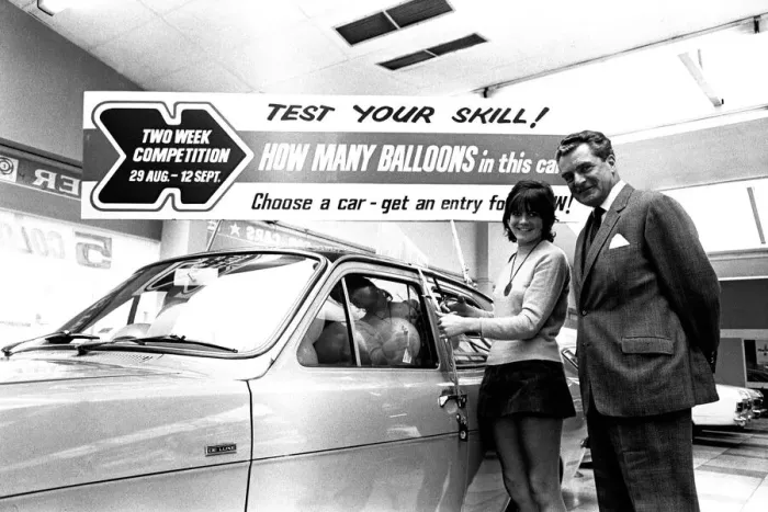 Framed Print : Actress Sally Geeson at Cowies car showroom in Sunderland in September 1970 Framed Print : Actress Sally Geeson at Cowies car showroom in Sunderland in September 1970