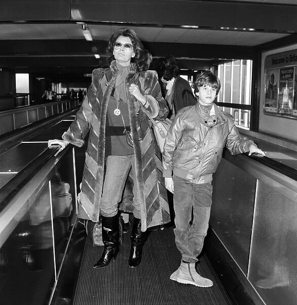 Actress Sophia Loren leaving London Airport for Los Angeles with her son Eduardo