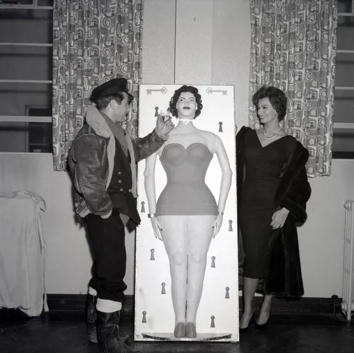 Framed Print : Actress Sophie Loren seen here standing beside a life size cake of her self Circa Framed Print : Actress Sophie Loren seen here standing beside a life size cake of her self Circa