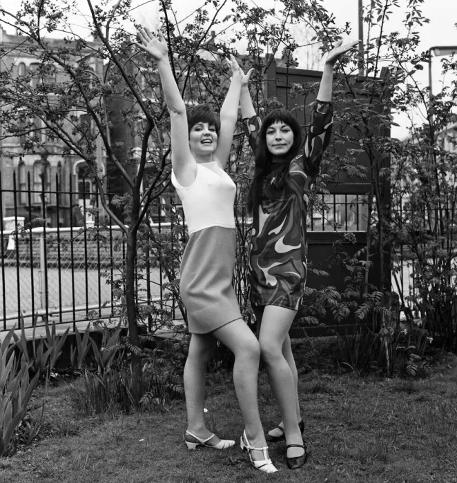 Framed Print : Actresses Gilly Fraser (right) and Pauline Collins during a break from filming the TV Framed Print : Actresses Gilly Fraser (right) and Pauline Collins during a break from filming the TV