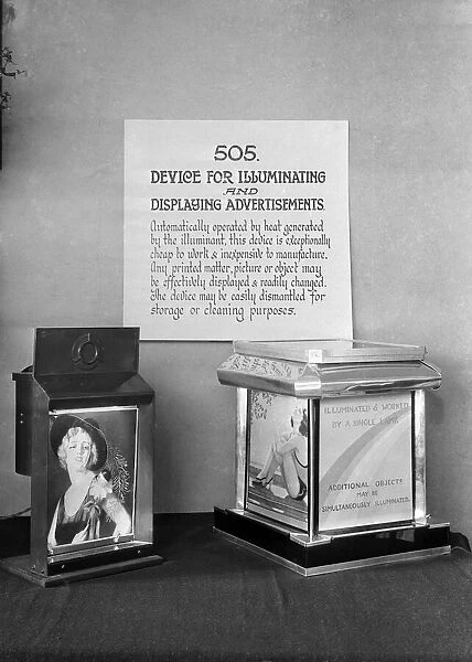 Advertising machine. Invention exhibited at Central Hall. October 1932