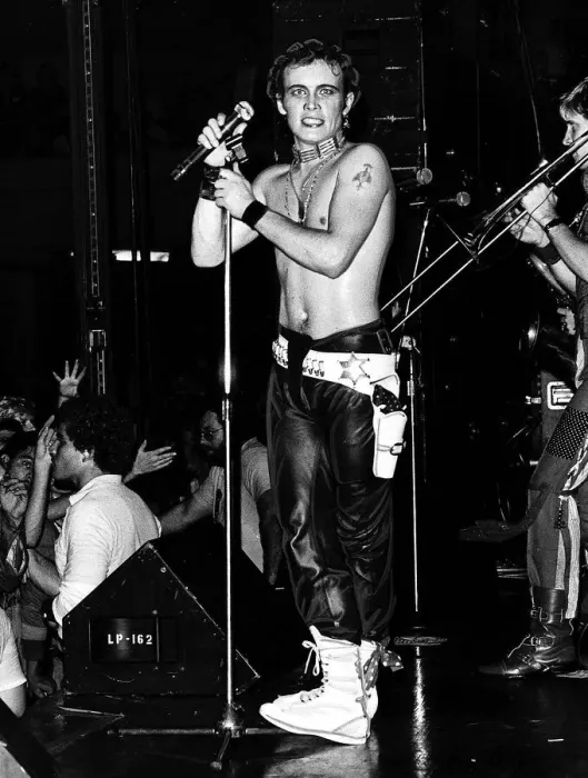 Framed Print : Adam Ant 1980s pop singer stands on stage at the Palladium Hollywood Los Angeles USA