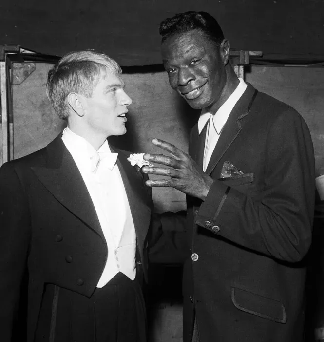 Framed Print : Adam Faith with Nat King Cole rehearsing for the Royal Variety Performance 16th May 1960 Framed Print : Adam Faith with Nat King Cole rehearsing for the Royal Variety Performance 16th May 1960