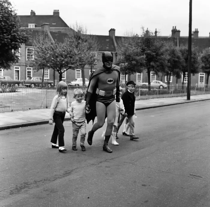 Framed Print : Adam West as Batman helps out with road safety campaign in London which is being Framed Print : Adam West as Batman helps out with road safety campaign in London which is being