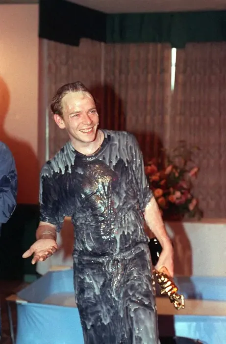 Framed Print : Adam Woodyat Actor victim of a practical joke 1994 on Noels House Party