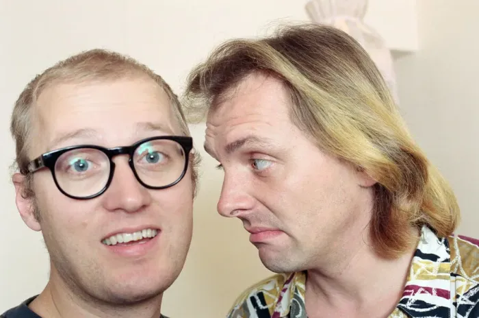 Framed Print : Ade Edmondson and Rik Mayall. 20th September 1991 Framed Print : Ade Edmondson and Rik Mayall. 20th September 1991