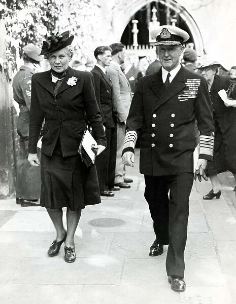 Admiral of the fleet Lord Cunningham leaving Westminister Abbey after a service for those