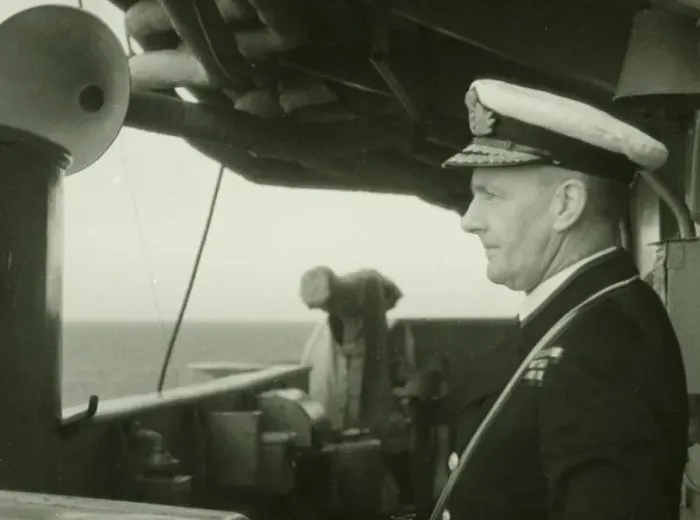 Framed Print : Admiral Somerville on the bridge of his flagship in the Med WWII  /  World War II