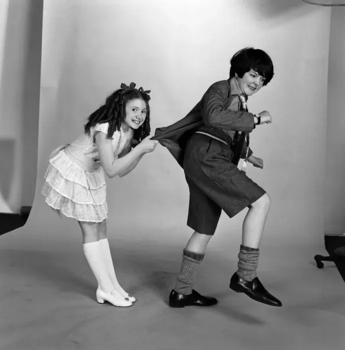 Framed Print : Adrian Dannatt as William'and Bonnie Langford as Violet Elizabeth