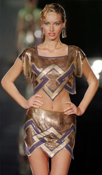 Framed Print : Adriana Sklenarikova January 1999 The face of Wonderbra poses at the Paco Rabanne