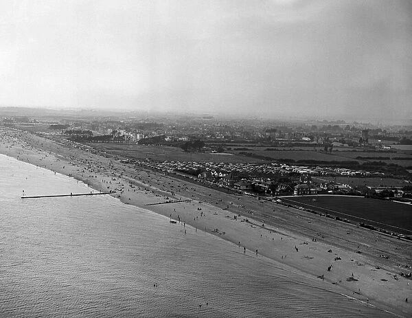 Aerial beach scene of Sussex, on Whit Sunday. 17th May 1959