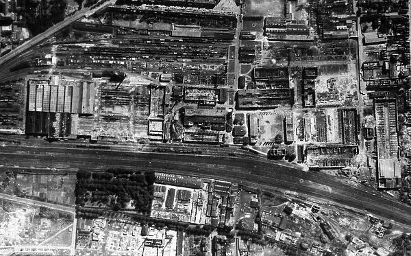Aerial photograph of the R. A. F. attacks of the bomb damage inflicted to the Deutz